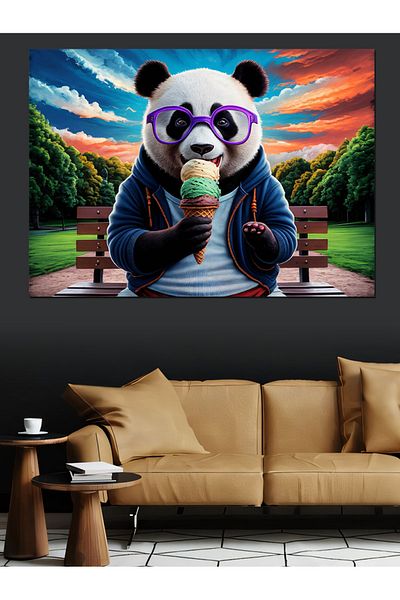 Tablomega O moment cu panda Canvas Decorative - MDF Lemn Table