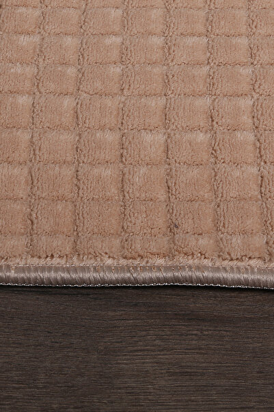 Teksev Kare Plus Mink Large Size (80X150 + 50X80 cm) 2-Piece Bath Mat Washable Toilet Set