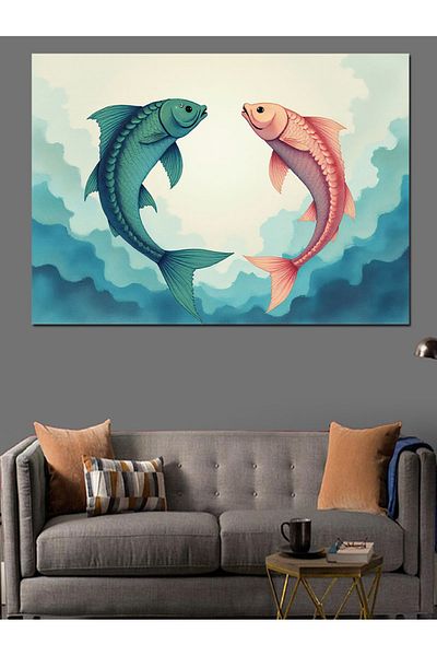 Tablomega Pânză decorativă cu ilustrație Pește - MDF Lemn