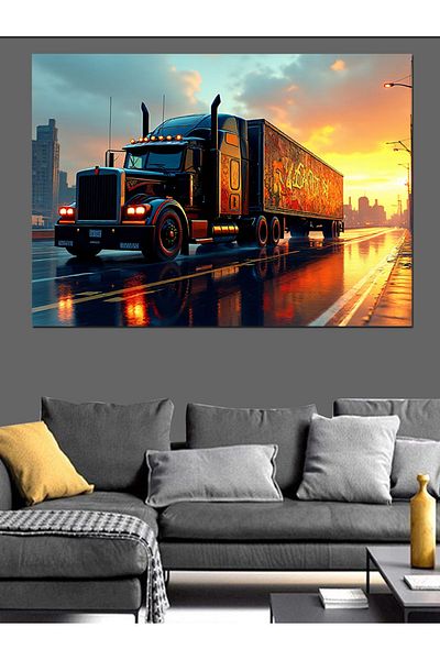 Tablomega Pânză decorativă Night Bright Truck - Lemn MDF