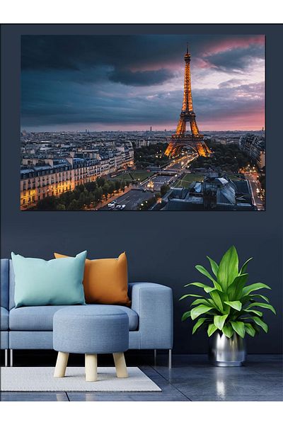 Tablomega Pânză decorativă peisaj turnul Eiffel - pictură din lemn MDF