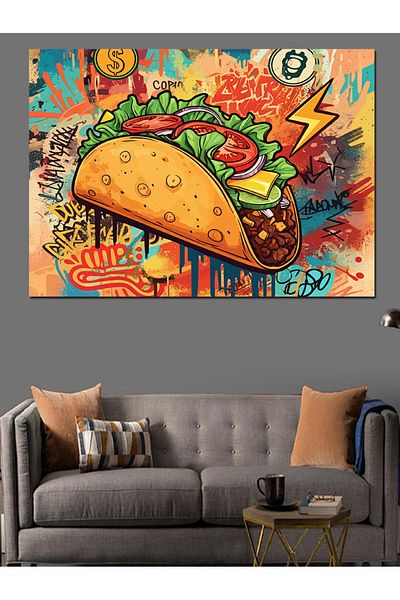 Tablomega Pânză decorativă cu design Taco colorat - MDF Lemn