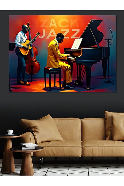 Tablomega Pânză decorativă pentru scenă de grup de jazz - MDF Lemn