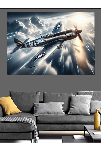 Tablomega Pânză decorativă pentru avion de luptă zburător - Lemn MDF