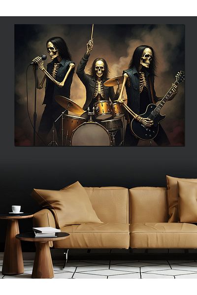 Tablomega Scena Fire Rock Band Canvas Decorativ - MDF Lemn Tabla