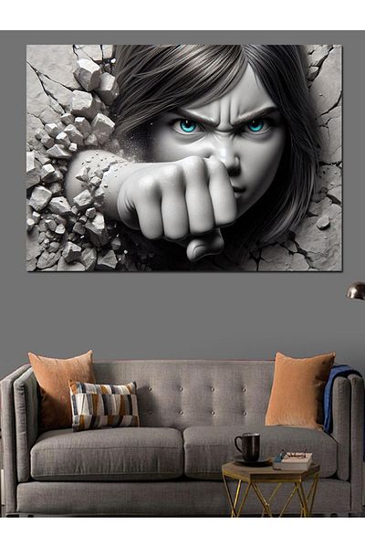 Tablomega Pânză decorativă Girl Punching - Lemn MDF