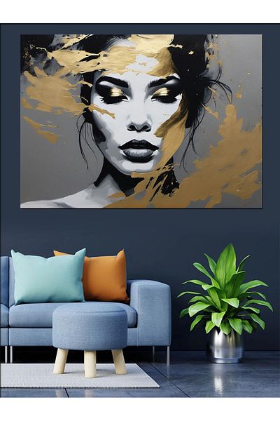 Tablomega Pânză decorativă formală pentru femei alb-negru - Lemn MDF