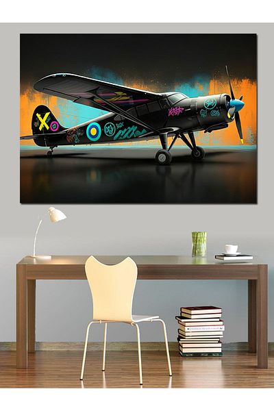Tablomega Pânză decorativă cu avion din Al Doilea Război Mondial - Pictură din lemn MDF