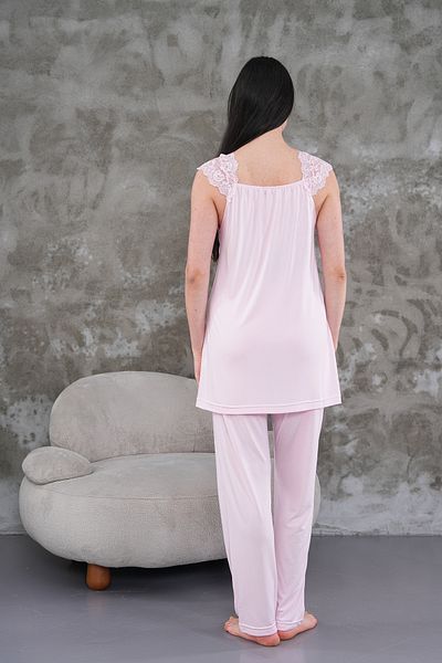Lohussa Women's Pink Lace Summer Special Design Cotton Maternity Maternity Pajama Set