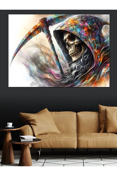 Tablomega Pânză decorativă schelet Grim Reaper - Lemn MDF