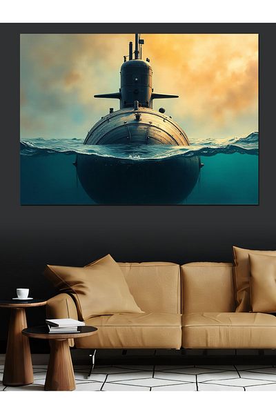Tablomega Pânză decorativă submarin în mare - pictură din lemn MDF