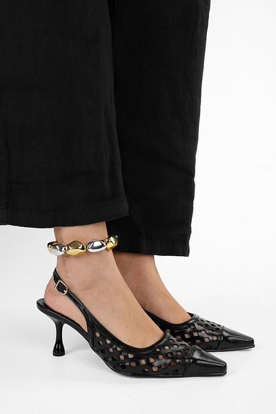 Shoeberry Women's Jade Black Skin Stiletto