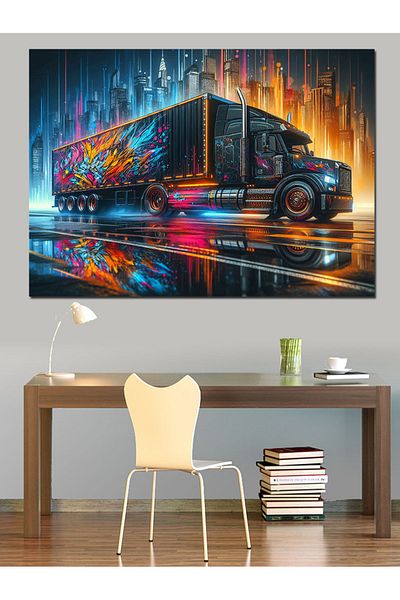 Tablomega Pânză decorativă Night Bright Truck - Lemn MDF