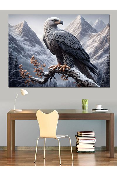 Tablomega Canvas Decorativ Vultur pe Ramură - Lemn MDF