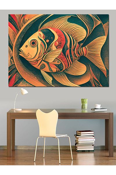 Tablomega Pânză decorativă cu pește cu model - Lemn MDF