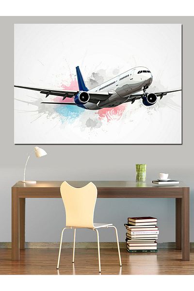 Tablomega Pânză decorativă modernă pentru avion de pasageri - pictură din lemn MDF