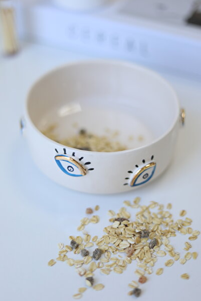 dalyaceramics 24 K Gerçek Altın ile Dekorlanmış Nazar Figürlü Bowl