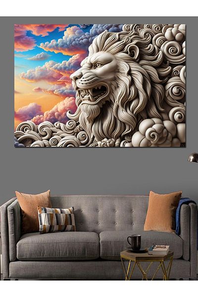 Tablomega Pânză decorativă Stone Lion's Power - Lemn MDF