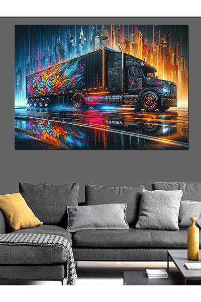 Tablomega Pânză decorativă Night Bright Truck - Lemn MDF