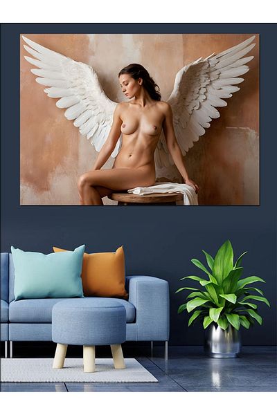 Tablomega Canvas Decorativ pentru Femei Nud cu Aripi - MDF Lemn