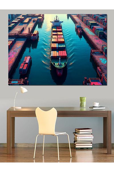Tablomega Livrări portuale Canvas Decorativ - Lemn MDF