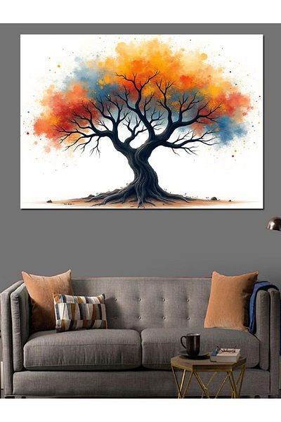 Tablomega Pânză decorativă Colorful Lonely Tree - Lemn MDF