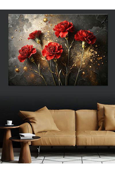 Tablomega Pânză Decorativă Red Clovers - Lemn MDF