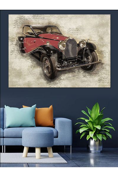 Tablomega Pânză decorativă pentru mașină clasică retro - pictură din lemn MDF
