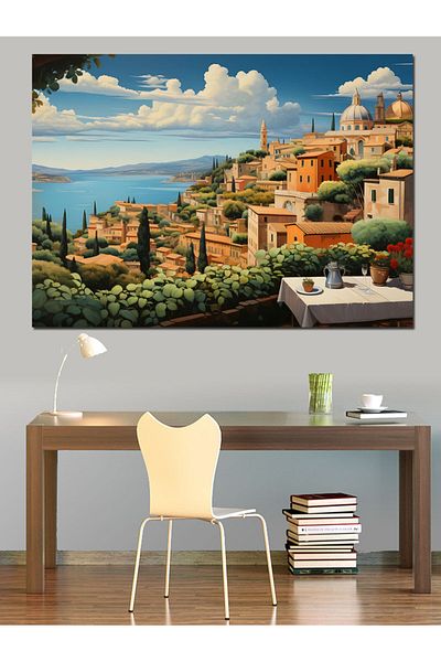 Tablomega Cărămizi cu vedere la mare Pânză decorativă - Lemn MDF