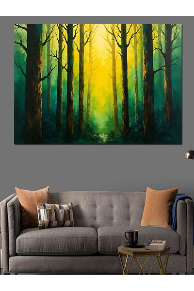 Tablomega Pânză decorativă cu design abstract cu tematică pădure - pictură din lemn MDF