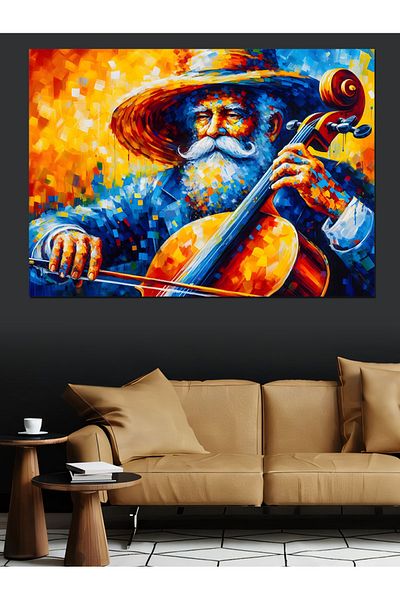 Tablomega Oameni care cântă la violoncel Pânză decorativă - Lemn MDF