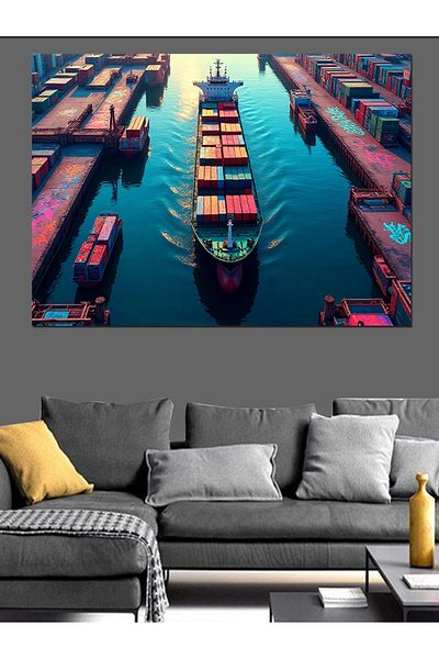 Tablomega Livrări portuale Canvas Decorativ - Lemn MDF