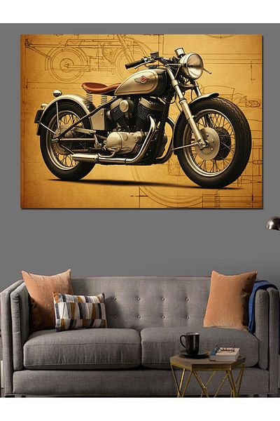 Tablomega Pânză Decorativă Motocicletă Vechi - Lemn MDF Pictură