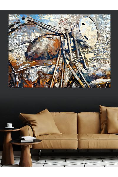 Tablomega Motocicletă și Hartă Fundal Pânză Decorativă - Lemn MDF Pictură