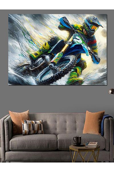Tablomega Pânză Decorativă Curse Motocross - Lemn MDF
