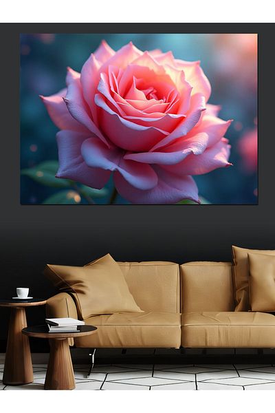 Tablomega Pânză decorativă trandafir roz - Lemn MDF