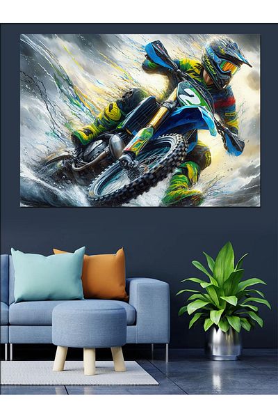 Tablomega Pânză Decorativă Curse Motocross - Lemn MDF