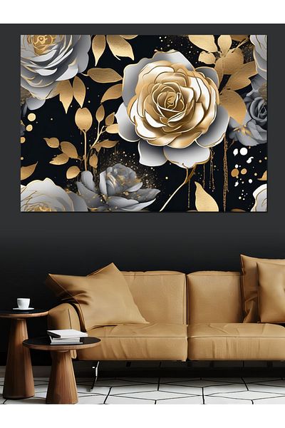 Tablomega Pânză decorativă trandafir alb - Lemn MDF