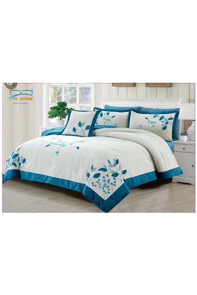Generic En Zone Winter Double Bedspread 8 Pieces || Light Blue