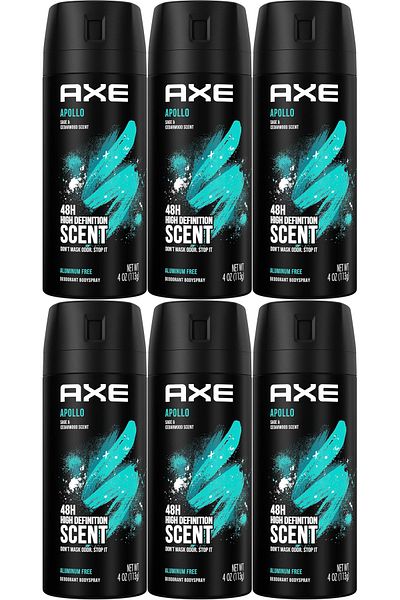 Axe Apollo Body Spray Deodorant Sage & Cedarwood 113 g X 6