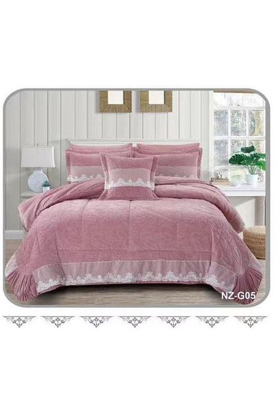 Generic En Zone Winter Double Bedspread 8 Pieces || Pink