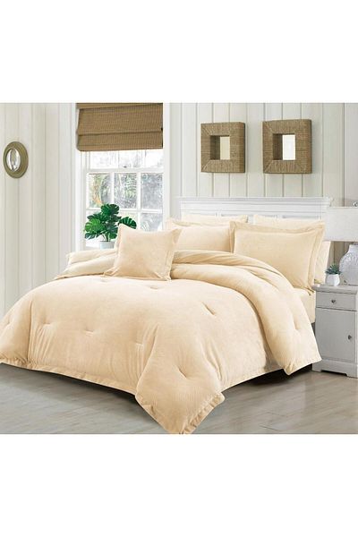 Generic En Zone Winter Single and a Half Bedspread 4 Pieces || Light Beige