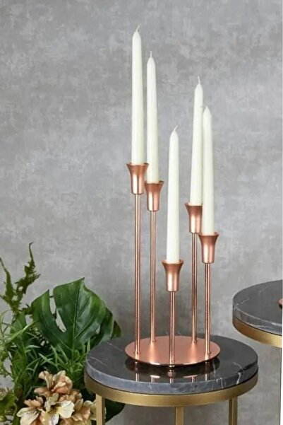 Ahinur Mutfak 5'li Rose Şamdan