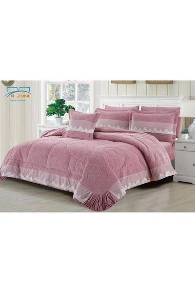 Generic En Zone Winter Double Bedspread 8 Pieces || Pink