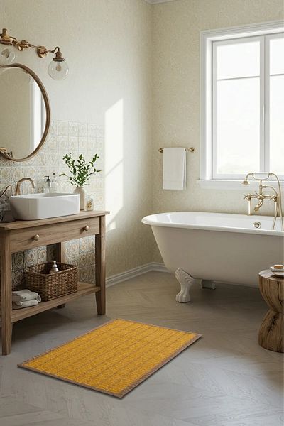 AHİR TİCARET Luxury Rattan Αντιολισθητικό Χαλάκι Μπάνιου - Αδιάβροχο - Χαλάκι πολλαπλών χρήσεων 50x80 cm