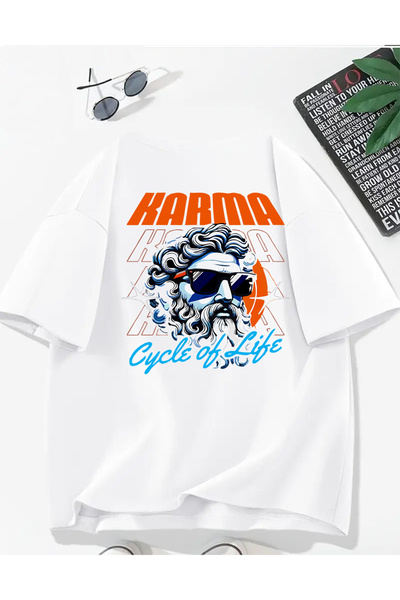 MODA تي شيرت مطبوع مختلط مقاس كبير للجنسين