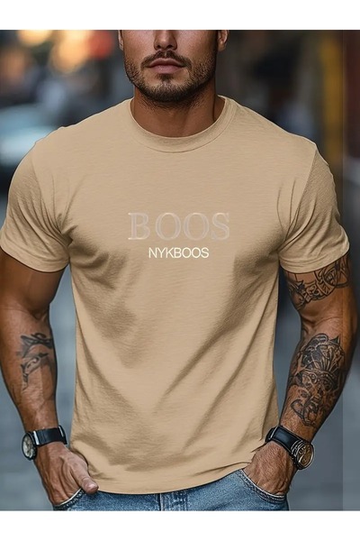 AZIZI TEKSTIL Ανδρικό μπλουζάκι BOOS NYKBOOS με γραφικό εμπριμέ, μείγμα πολυε...