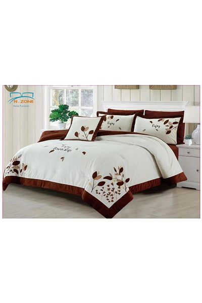 Generic En Zone Winter Double Bedspread 8 Pieces || Burgundy