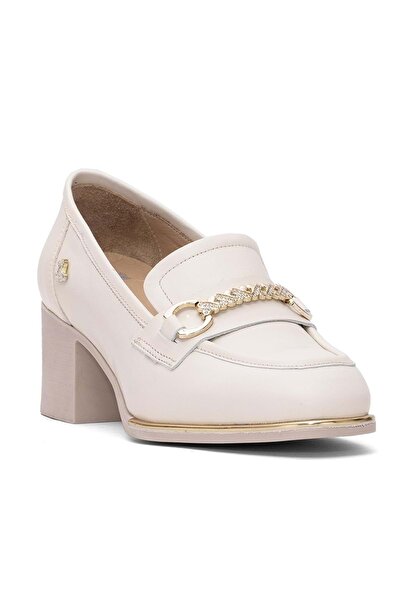 Venüs Ünve Genuine Leather Comfort Orthopedic Women's Heeled Shoes Beige