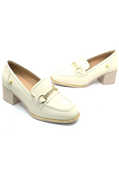 Venüs Ünve Genuine Leather Comfort Orthopedic Women's Heeled Shoes Beige